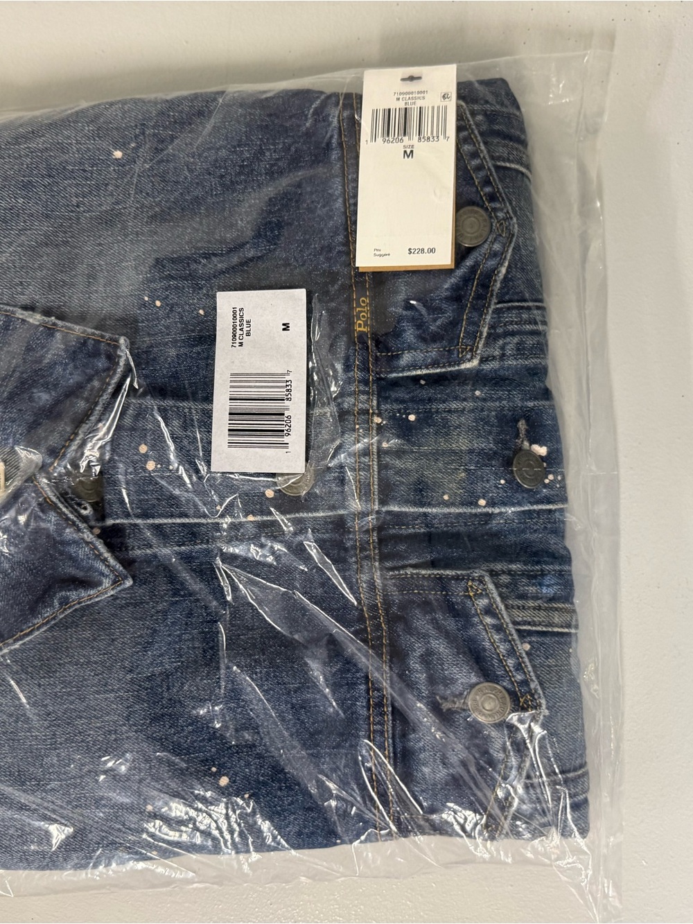 Polo Ralph LaurenPaint-Splatter Dark Blue Denim Jean Jacket